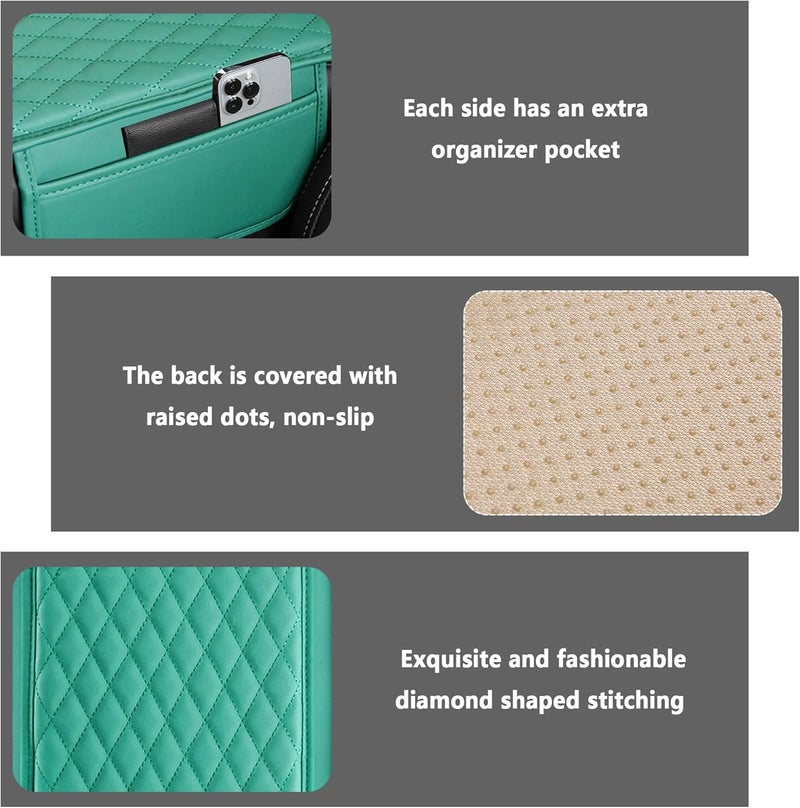 Stacool Upgraded Car Center Console Cover,Microfiber Leather Car Armrest Cover Cushion with 2 Storage Bags,Universal Car Armrest Storage Box Car Interior Accessories for Most Vehicles (Turquoise) - Image 3